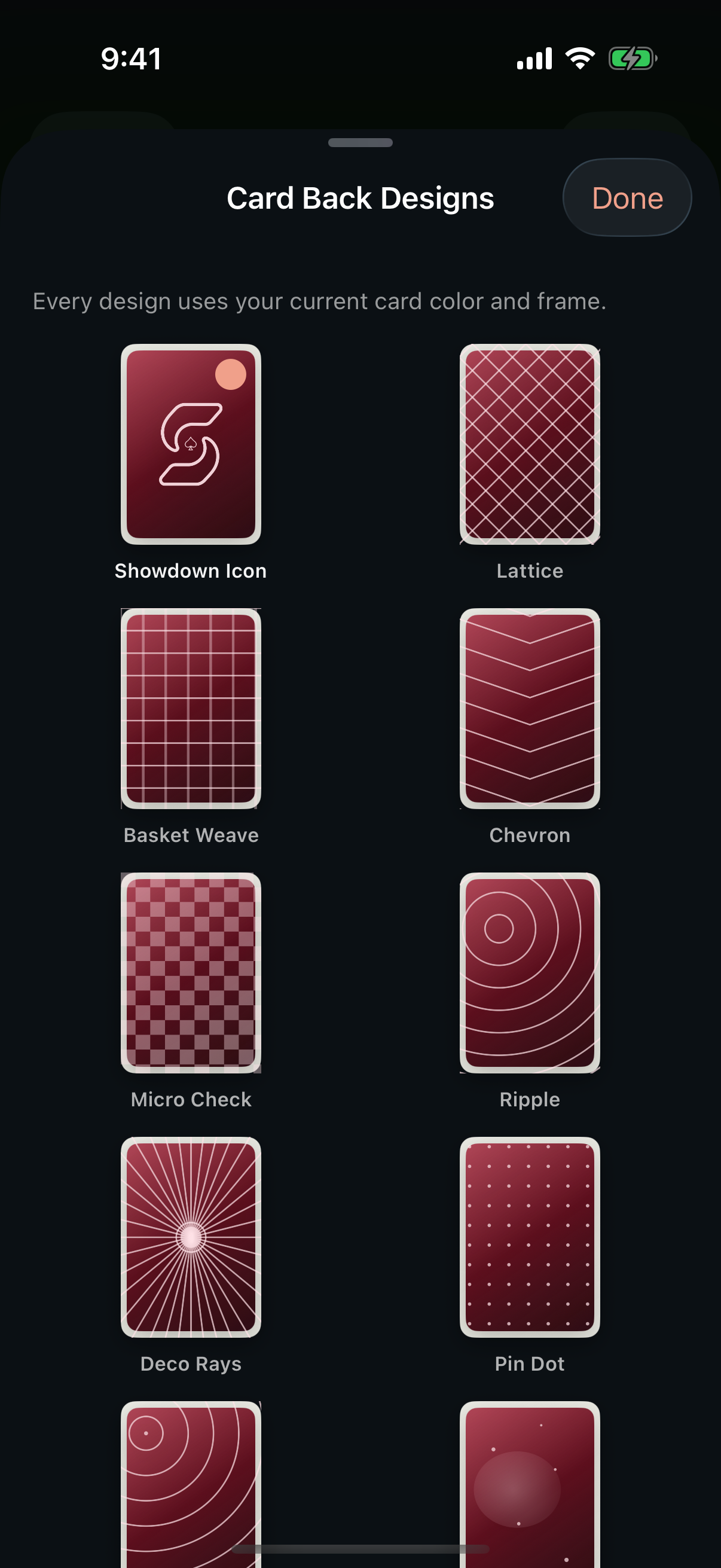 Latest Showdown card back designs